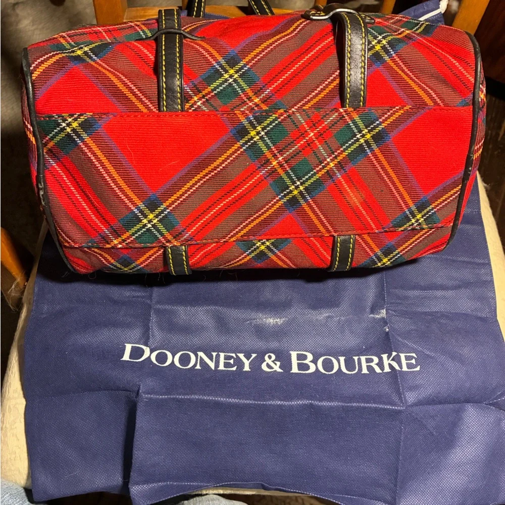 Dooney & Bourke Red and Green Plaid Satchel - Picture 4 of 8